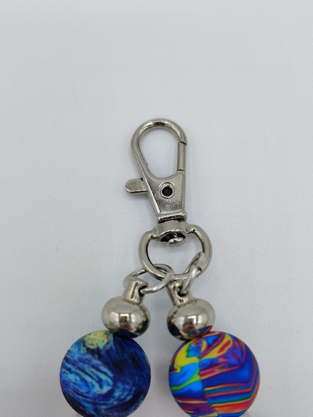 Handcrafted Alien UFO Rainbow Keychain/Bag Charm - Black & Multicolor - Picture 4 of 4
